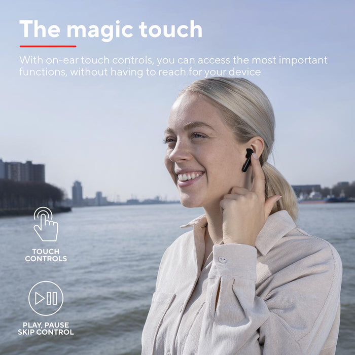 Trust Primo Touch Bluetooth draadloze oortjes, zwart met geïntegreerde microfoon - OfficeTown