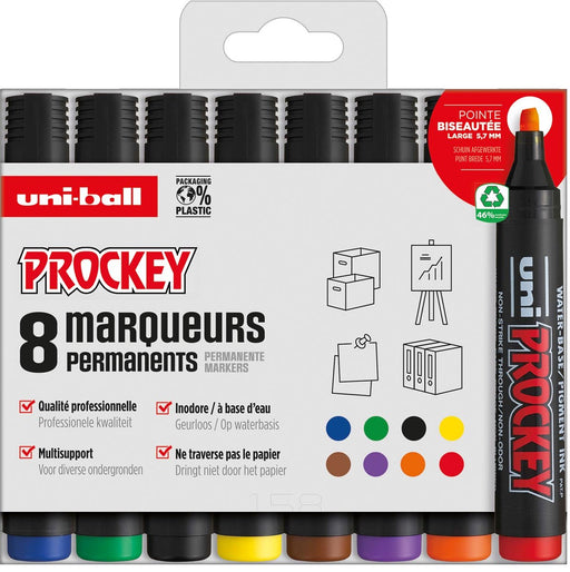 Uni - ball permanente marker Prockey PM - 126, set van 8 stuks, gemengd - OfficeTown