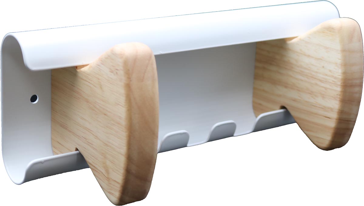 Unilux muurkapstok Aurora, wit, 2 haken - OfficeTown