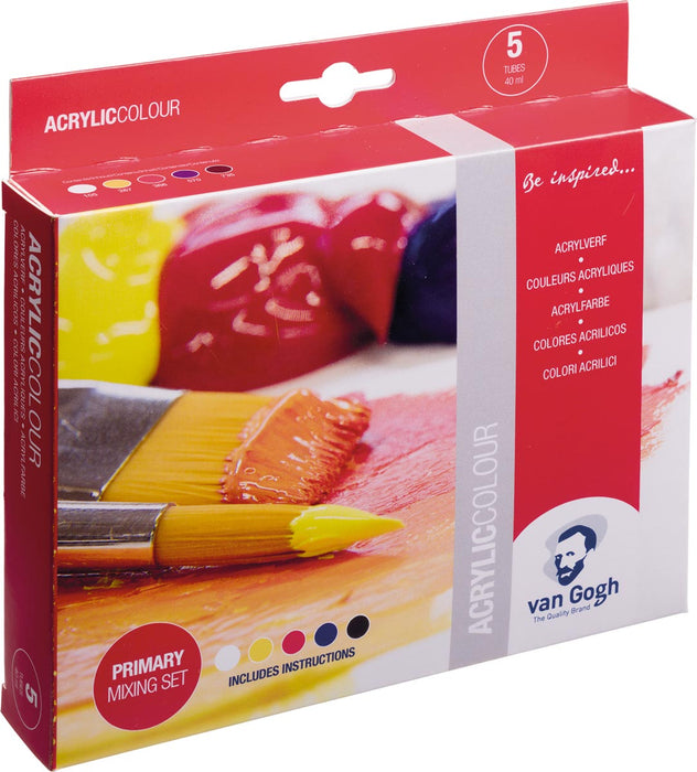 Van Gogh acrylverf, primaire mengset van 5 x 40 ml met intense kleuren - OfficeTown