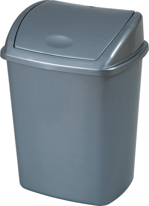 Vuilbak met zwenkdeksel, 26 l, grijs - OfficeTown