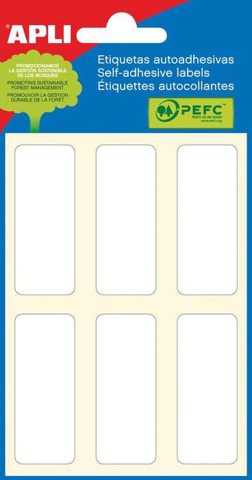 Witte Apli - etiketten, 20 x 50 mm, 36 stuks, 6 per vel (2677) - OfficeTown
