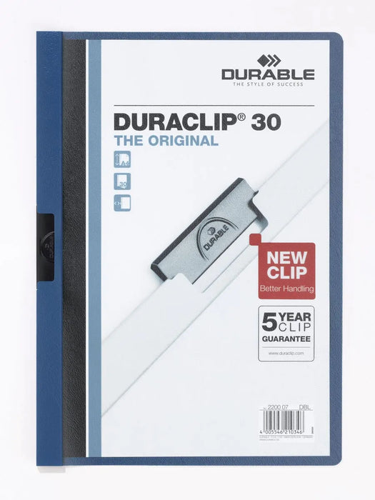 Duurzame klemmap Duraclip Original 30 donkerblauw met metalen klem