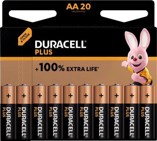 Duracell batterij Plus 100% AA, blister van 20 stuks, OfficeTown