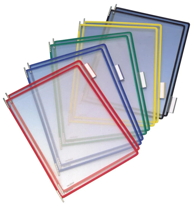 Tarifold tas t-display geassorteerde kleuren - Pak van 10 tassen met 5 ruiters van 50 mm